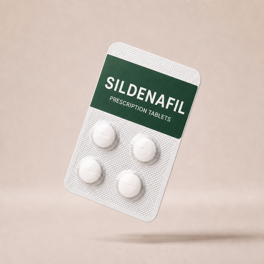 Sildenafil blister pack with forest green accents