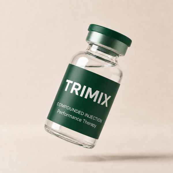 Trimix glass vial with forest green label